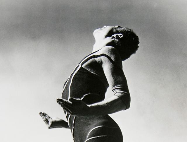 Barbara Morgan, “Merce Cunningham: Totem Ancestor,” 1942 (reprinted 1980). Gelatin silver print. Gift of L. Bradley Camp, 1984.25.200.12 © Barbara Morgan Archives, courtesy of Bruce Silverstein Gallery, New York.