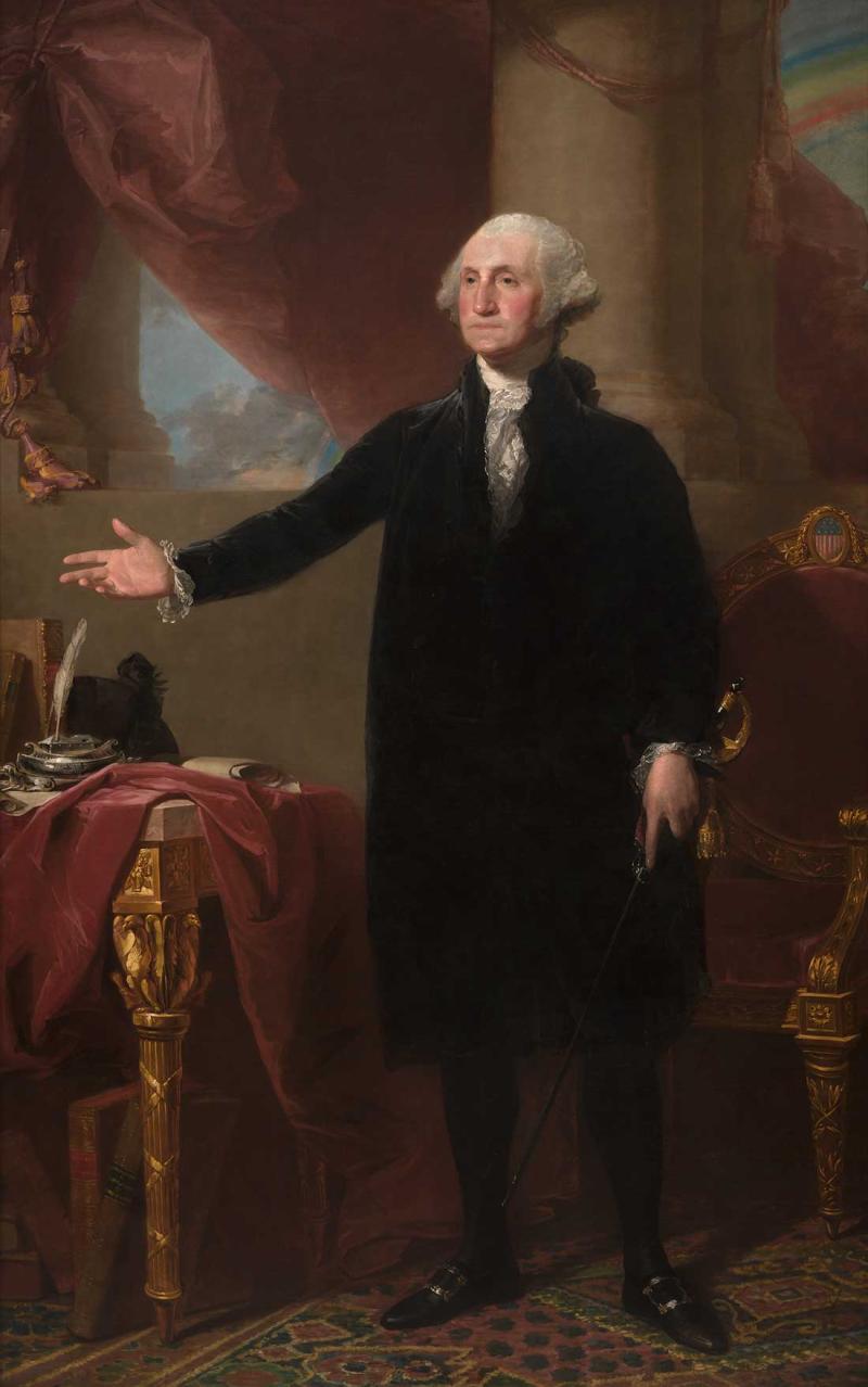 George Washington. The \"Landsdowne\" portrait by Gilbert Stuart, 1796.  National Portrait Gallery, Smithsonian Institution 