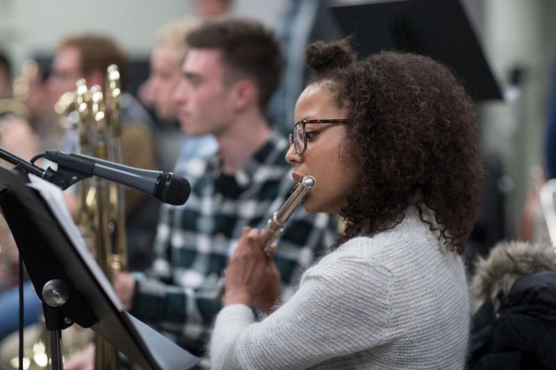 The Jazz Ensemble is among the many student groups that give multiple performances a year, culminating in a flurry of activity at the end of the semester.