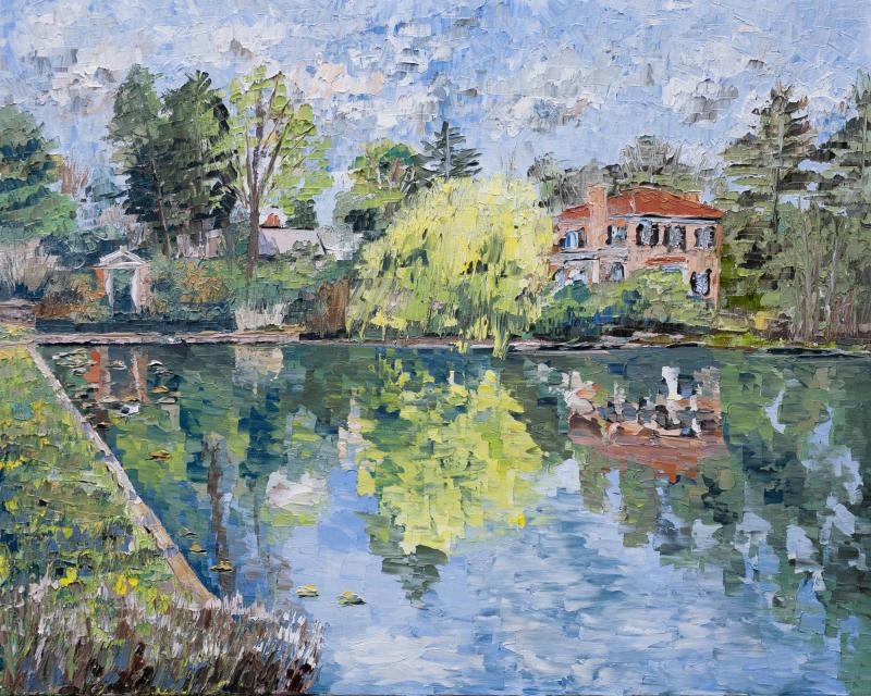 “Dell Pond.” Davis’ take: “The pond itself is one of my favorite places on Grounds, as an example of sun-basked serenity unbothered by rush hour on Emmet Street.”