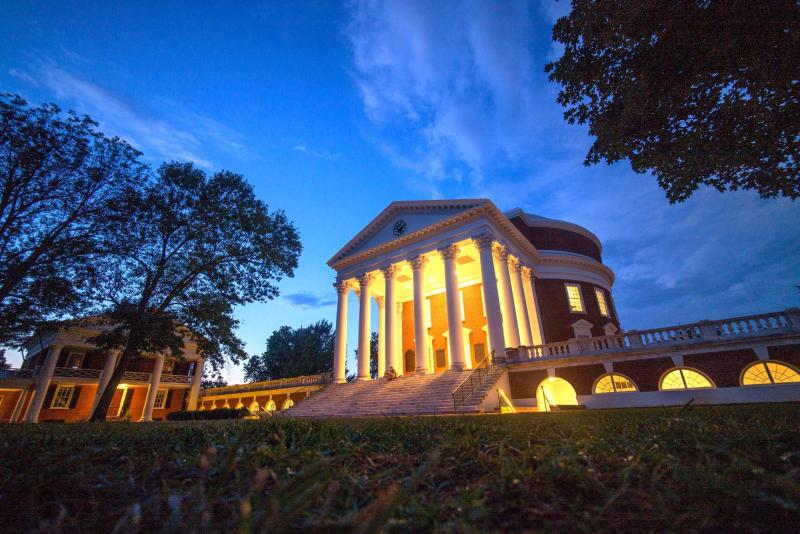 Evening photo of The Rotunda at the University of Virginia