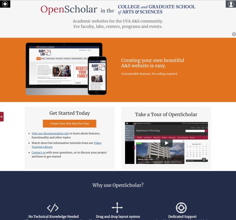 Screenshot of A&S OpenScholar homepage