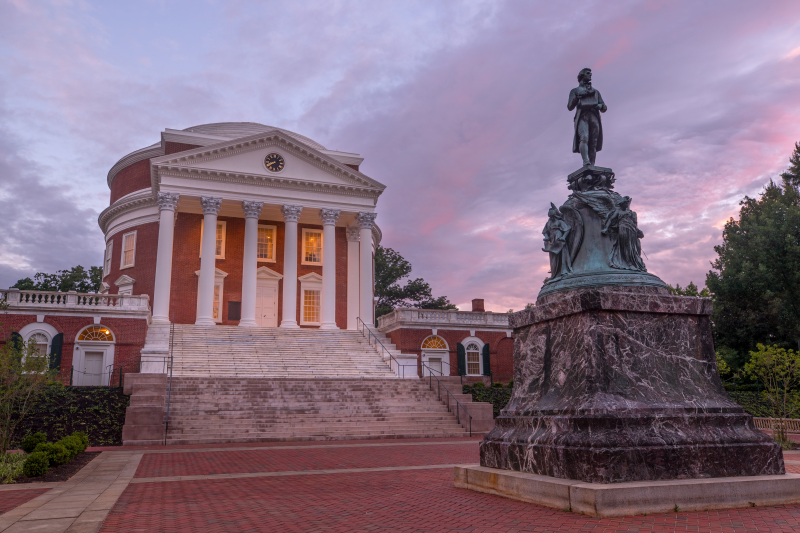 Statute of Thomas Jefferson and the Rotunda at the University of Virginia
