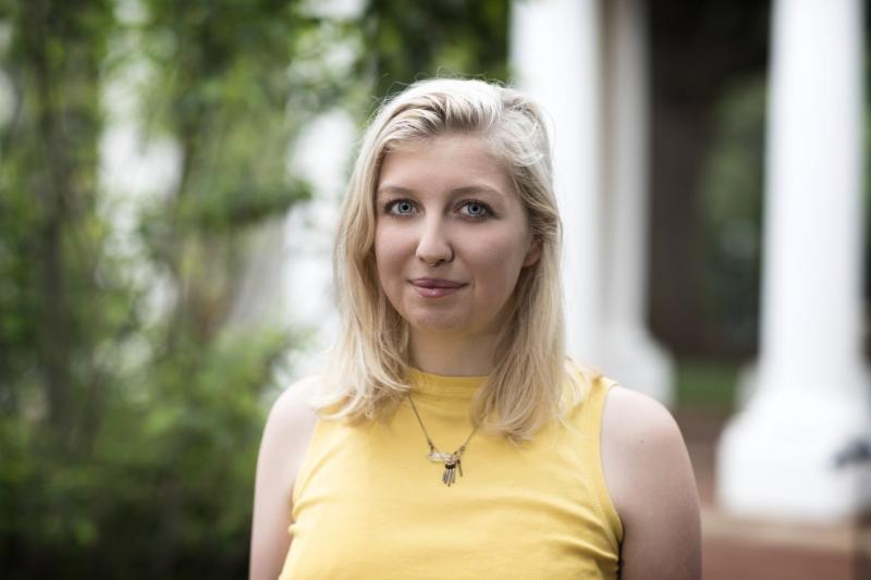 Kirsten Hemrich, fourth-year student and curator and designer of Quince, an anthology of alumni poetry from UVA's Area Program in Poetry Writing (APPW)