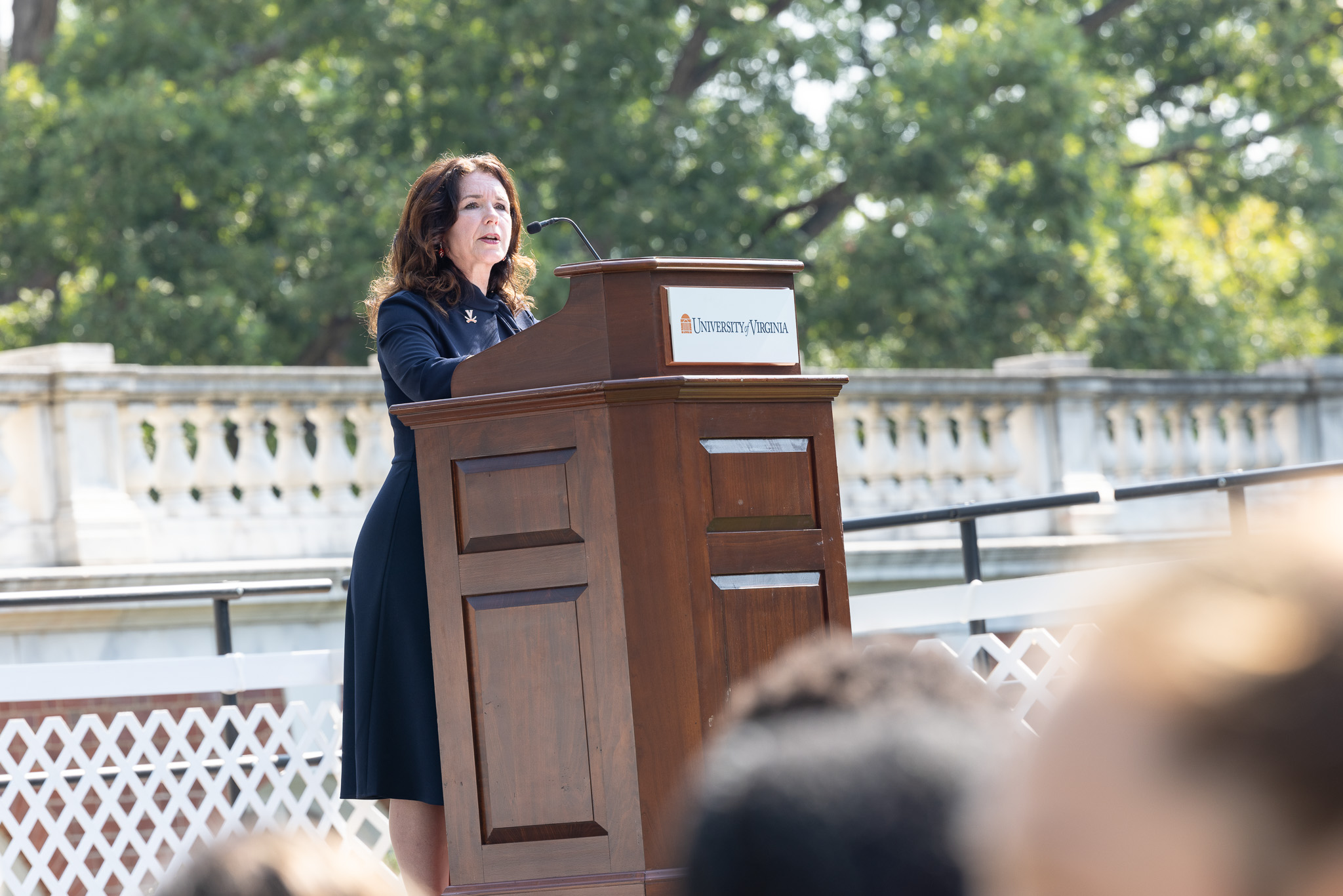 Dean Christa Acampora addressing first year students at the 'First Lecture'.