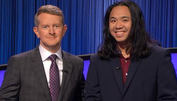 Lloyd Sy, with “Jeopardy!” host Ken Jennings, first met the quiz show king as a high school freshman competing at a national quiz championship. The two bonded over their mutual love of the Seattle Seahawks. (Photo contributed by “Jeopardy!”)
