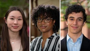 The Goldwater Scholarship was designed to foster and encourage students to pursue research careers in natural sciences, engineering and mathematics. UVA’s 2023 winners are, from left, Isabella Dressel, Dawn Ford and Deniz Guney Olgun.