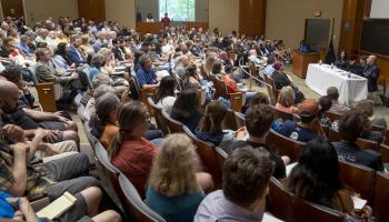 Audience in Nau Hall for the Enabling Difficult Conversations event