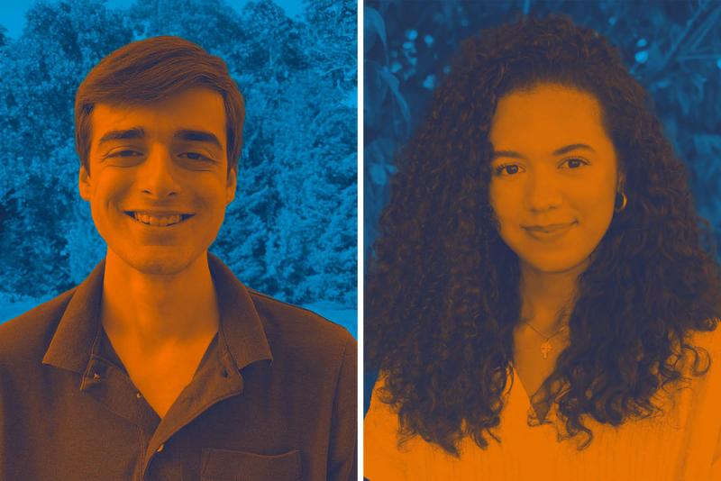 Michael Biggiani , left, and Akimi Gyamfi were two of 32 students who took part in the Virtual Global Internships program this summer.