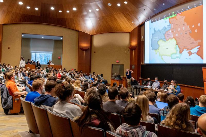 Students flocked to a teach-in on March 1 to learn more from UVA professors about what’s happening in Ukraine.