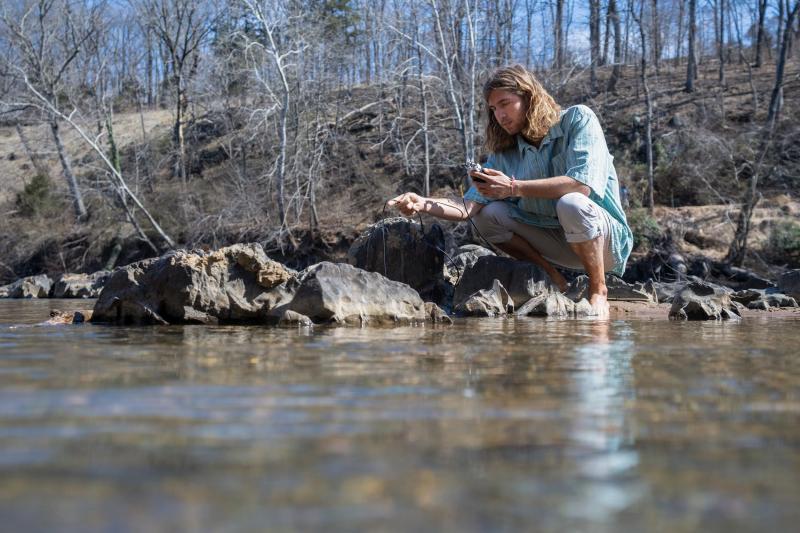 Davis Coffey was drawn to develop a unique measuring method: listening for methane bubbles.