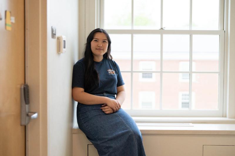 Karissa Ng chose to live on Grounds all four years, after getting involved in leadership roles with Housing & Residence Life. She’s pictured in Page-Emmet Hall, her first-year dorm where she later served as a resident adviser.