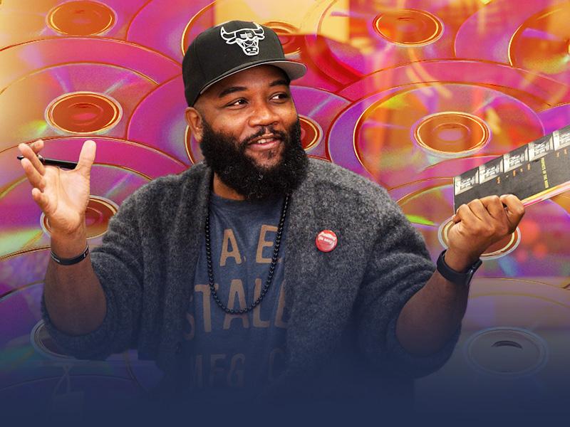 Photo illustration of A.D. Carson, UVA's Associate Professor of Hip-Hop