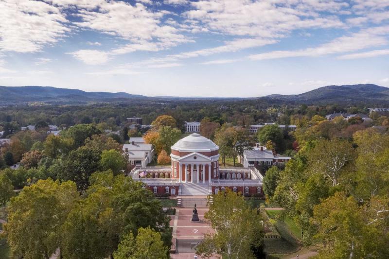 Aerial photo of the Rotunda at the University of Virginia