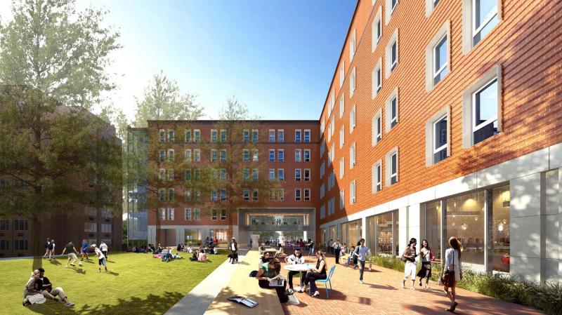 Bond House, a new upper-class student residence hall opening this fall, will serve as the anchor of a newly planned, sustainability-focused, student-centered neighborhood on Brandon Avenue.