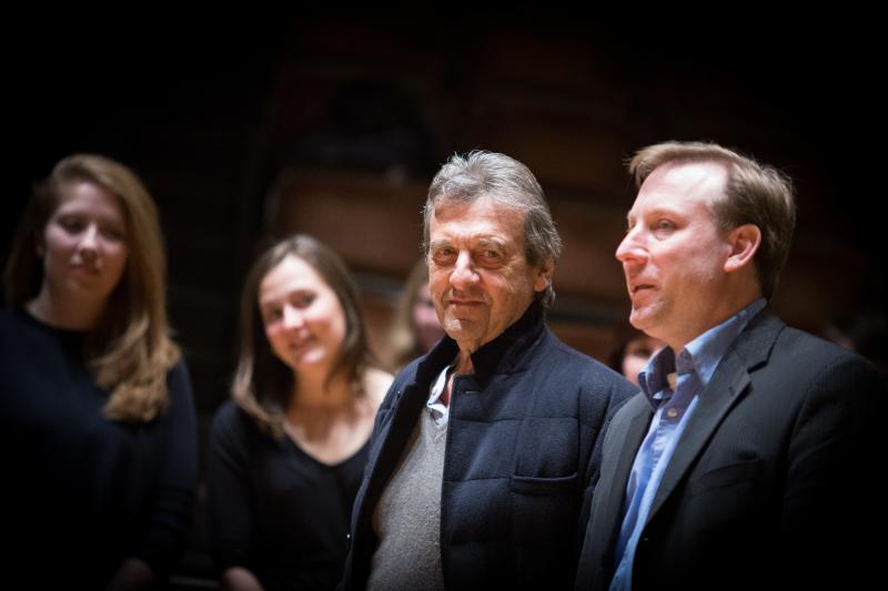 Les Mis co-creator Alain Boublil with Michael Slon, Associate Professor and Director of Choral Music 