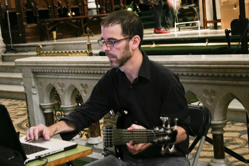 Stephen Vitiello performing his composition, “From Another Room,” at St. Colman’s Cathedral in Cobh, County Cork, Ireland, in June 2013