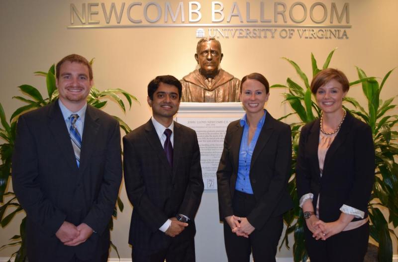 UVa 3MT 2014 Winners (from L to R): Eric Greenwald, Ajinkya Kamat, Stacy Malake, and Christine Hardigree