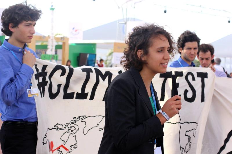 Fourth-Year Global Development Studies and Environmental Sciences Major Dyanna Jaye addresses youth at the 2014 U.N. Climate Change conference in Peru. 