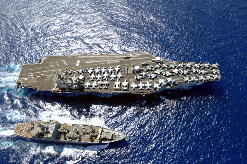U.S. Navy ships USS Ronald Reagan and USNS Flint