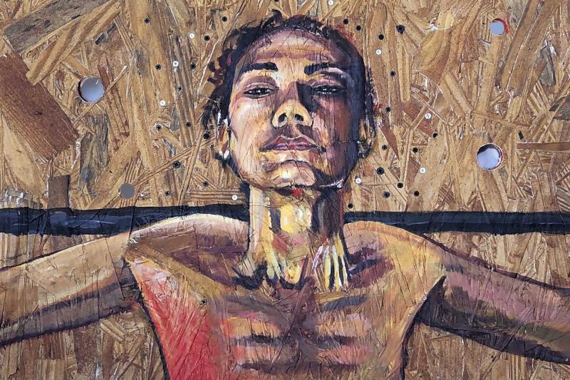 Reclamation. Detail from painting by Sally Binard. The 2019 UVA conference, “Coasts in Crisis: Art and Conversation in the Aftermath of Hurricanes,” featured several Caribbean artists.
