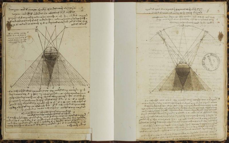 Shadow Drawings from Leonardo da Vinci’s notebook, known as Manuscript A and kept at the Bibliotheque de l’Institute in Paris. 