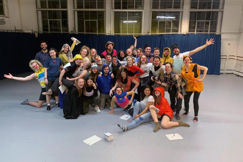 Moledor and her LAMDA coursemates from all over the world culminated their semester in London with a group clowning class. 
