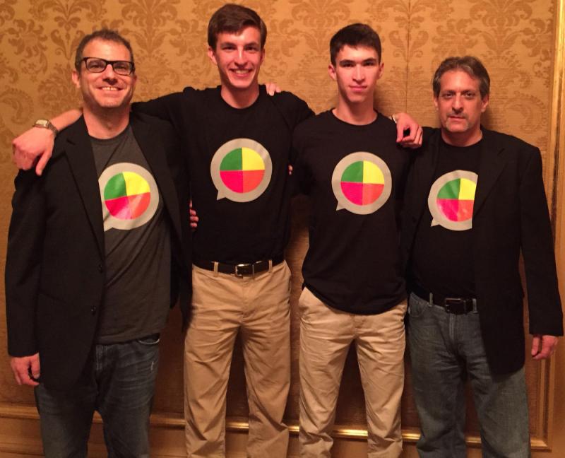 The GYRO team: From left, Sidney Lindner of partner Gigantic Microphone with GYRO founders Mike, Jake and Andy Promisel at the Tom Tom Founders Festival Galant Challenge.