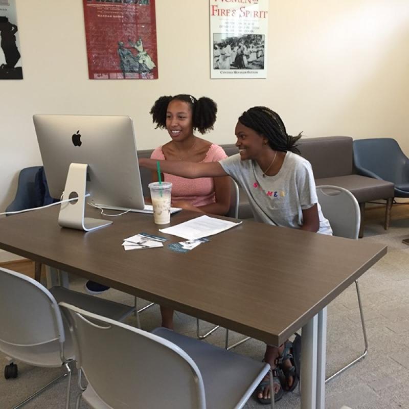 Laila Hurd and Zhaire Roberson, local high school students, worked on the Julian Bond digital project as interns this summer for the Woodson Institute’s Citizen Justice Initiative.