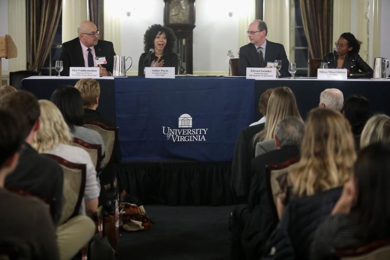 Panel of UVA Media Studies alumni at the department's 10th anniversary celebration in New York City.