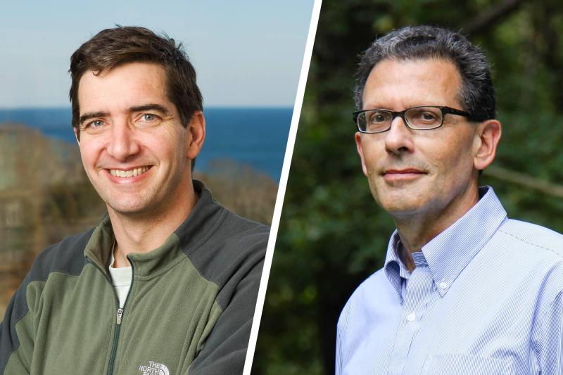 Marine chemistry researcher Scott C. Doney, left, comes to UVA from the Woods Hole Oceanographic Institution. Eco-hydrologist Lawrence E. Band formerly taught and researched at the University of North Carolina-Chapel Hill.