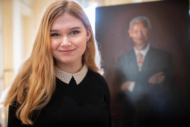 Always looking for what to paint next, second-year student Sophia Kedzierski – a resident of the new Bond House – decided she wanted to commemorate Julian Bond.