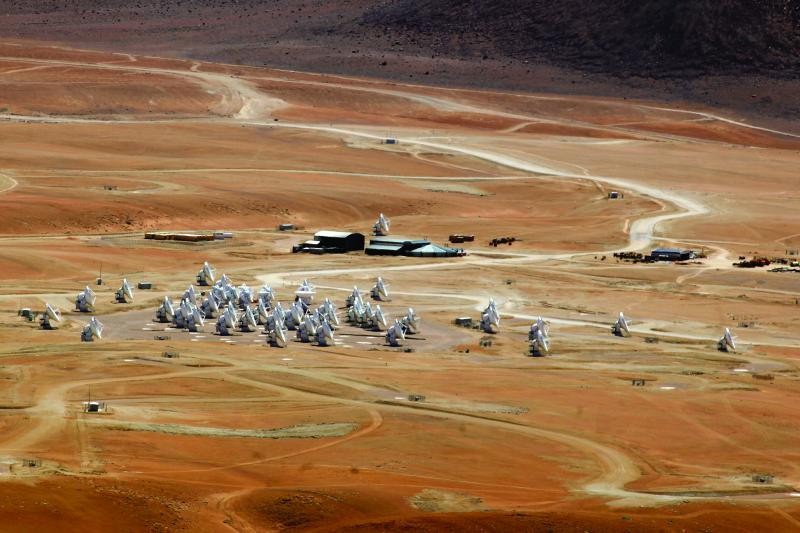 ALMA - The Atacama Large Millimeter/submillimeter Array is the most complex astronomical observatory ever built on Earth. Teams from North America, East Asia, and Europe merged projects to develop this gigantic array together in northern Chile.