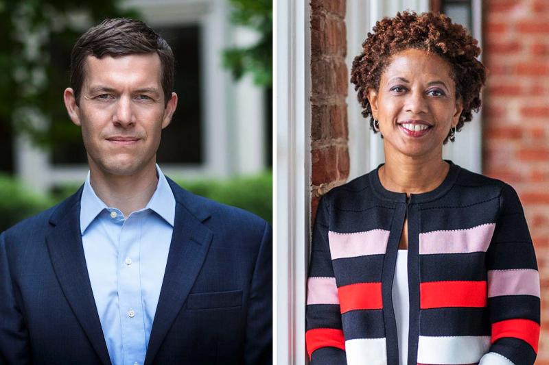 Andrew Kahrl, left, and Melody Barnes of the Demcoracy Initiative have led the effort to put UVA scholars in the middle of the national discussion of democracy and the pandemic.