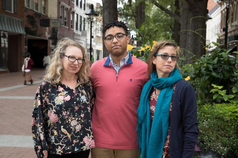 School of Education professor Nancy Deutsch, left, and music professor Bonnie Gordon, right, are faculty directors at the Equity Center; Daniel Fairley, center, is a member of the local steering committee.